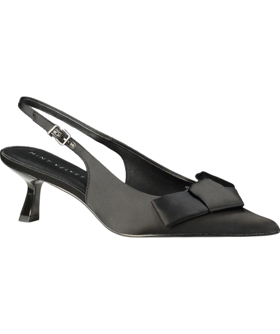 Mint Velvet Black Fern Slingback Kitten Heels UK 7 EU 40 👠