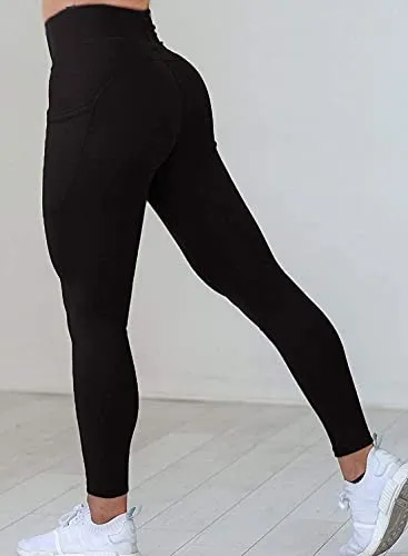MONKDEER Side Pocket Gym wear Leggings Ankle Length Workout Pants with Phone Pockets | Stretchable Tights | Mid Waist Sports Fitness Yoga Track Pants for Girls & Women(WT-08BLACK30)