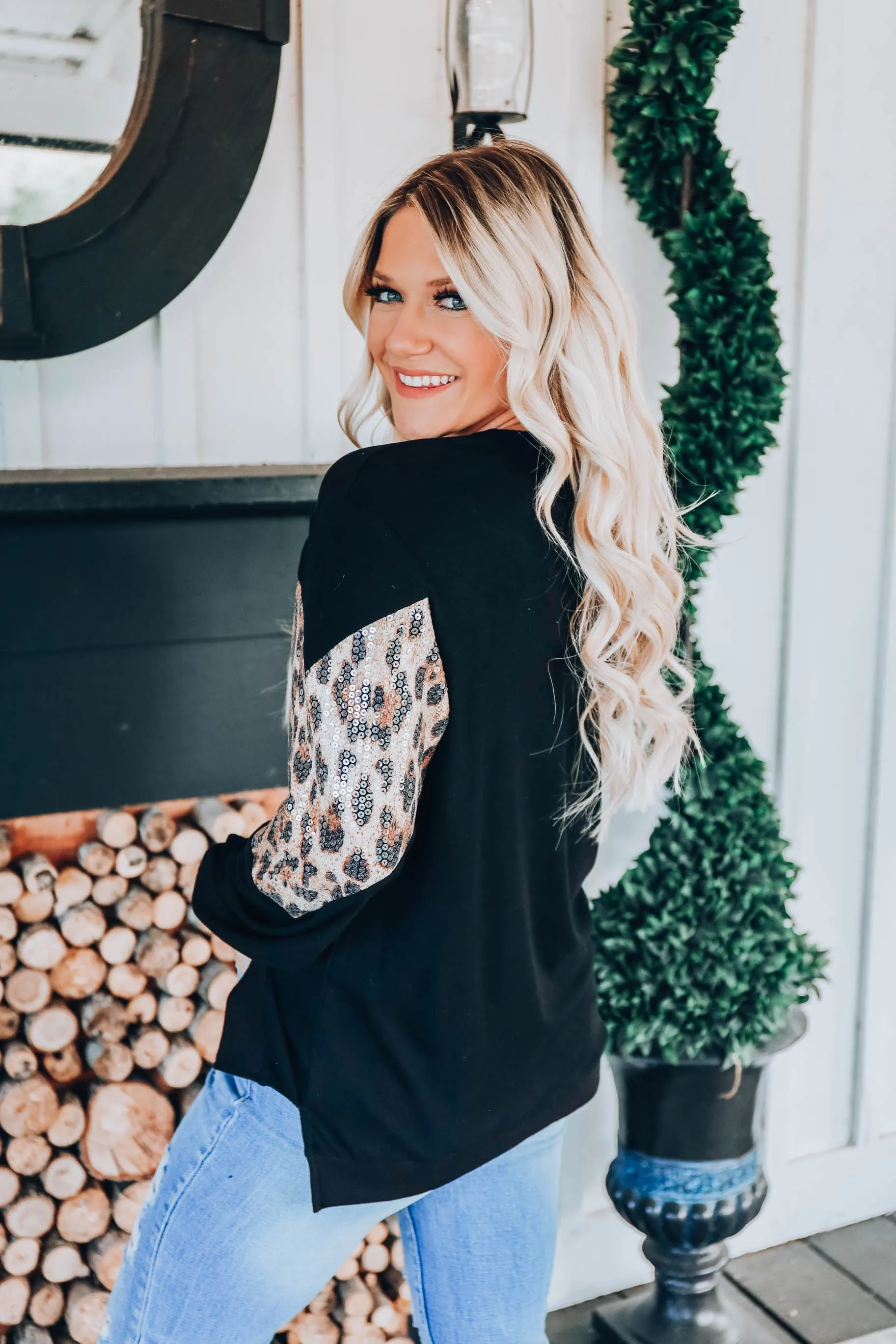 Nakita Leopard Chevron Top
