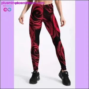 New 2018 Red Rose Print Elastic Women Leggings Blue Green 3D