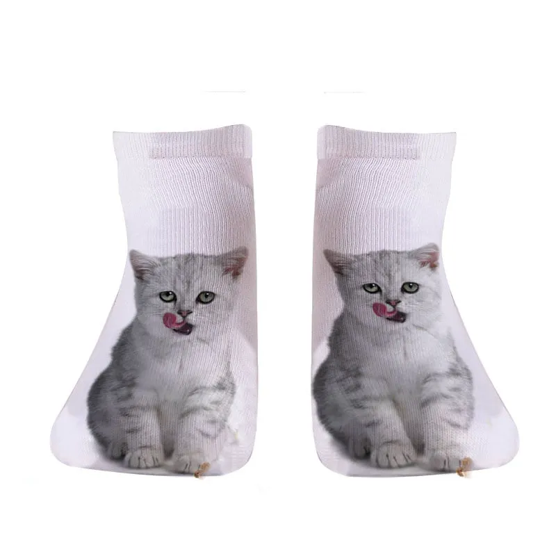 New 3D Print Funny Cute Cartoon Kitten Unisex Short Socks Creative Colorful Multiple Cat Face Happy Low Ankle Socks For Women