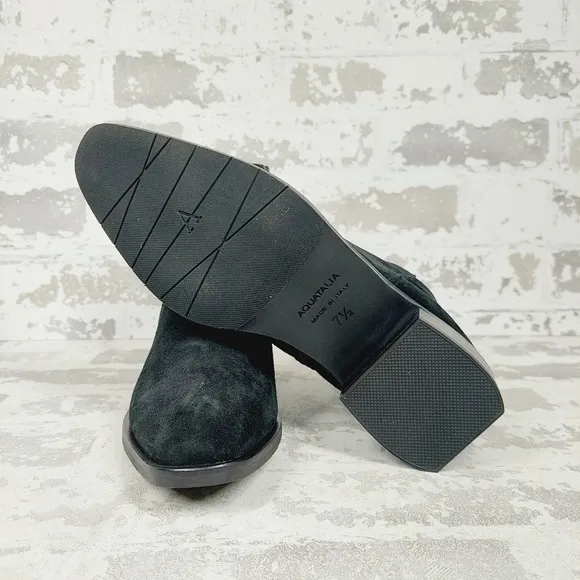 New Aquatalia Reeta Luxe Black Suede Ankle Bootie T590