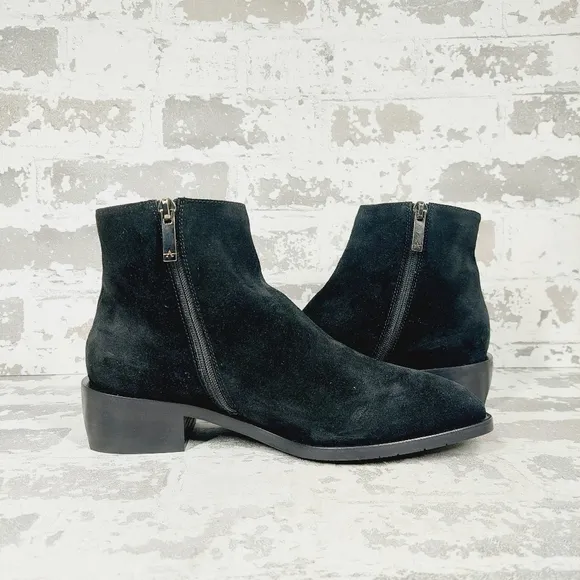 New Aquatalia Reeta Luxe Black Suede Ankle Bootie T590