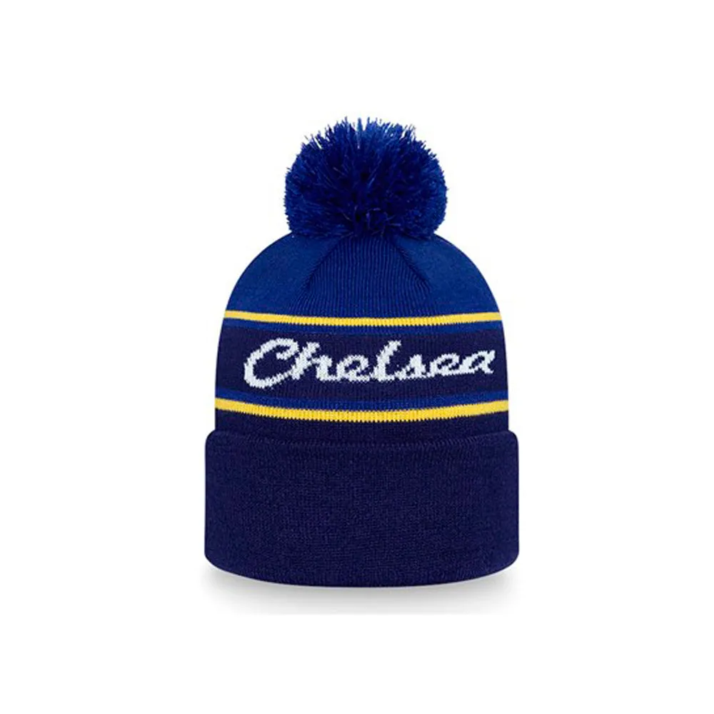 New Era - Chelsea FC Wordmark Stripe Bobble - Beanie - Blue