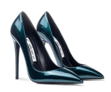 New Red Women's Sexy Pumps High Heeled Bright Genuine Leather Shoes Wedding Elegant Black Bottom Pointed Toe Heels Lady Stiletto