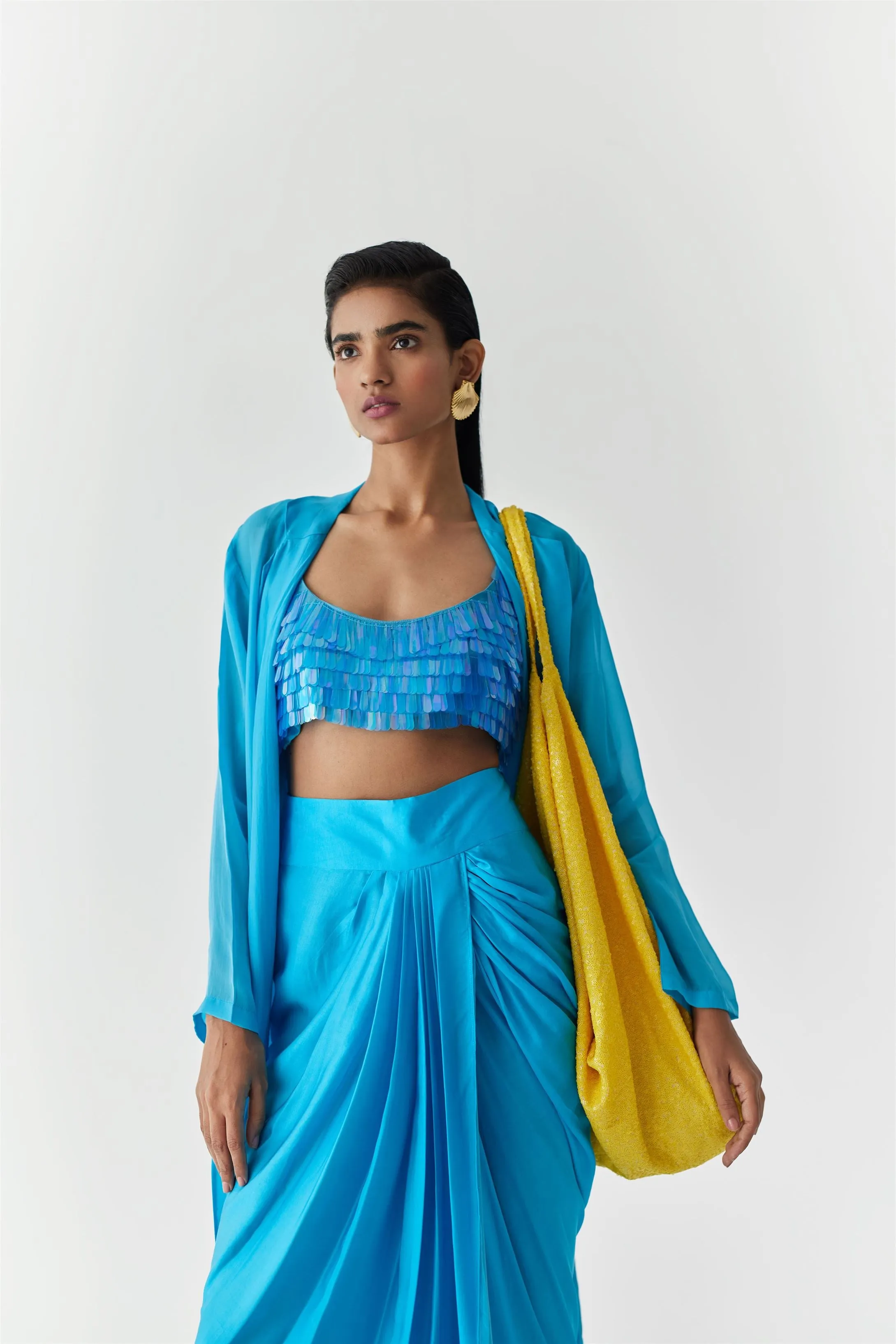 New Season Summer to Fall 2024-Cape Macaw Jacket Organza Blue-Studio Rigu-Fashion Edit Amazonico