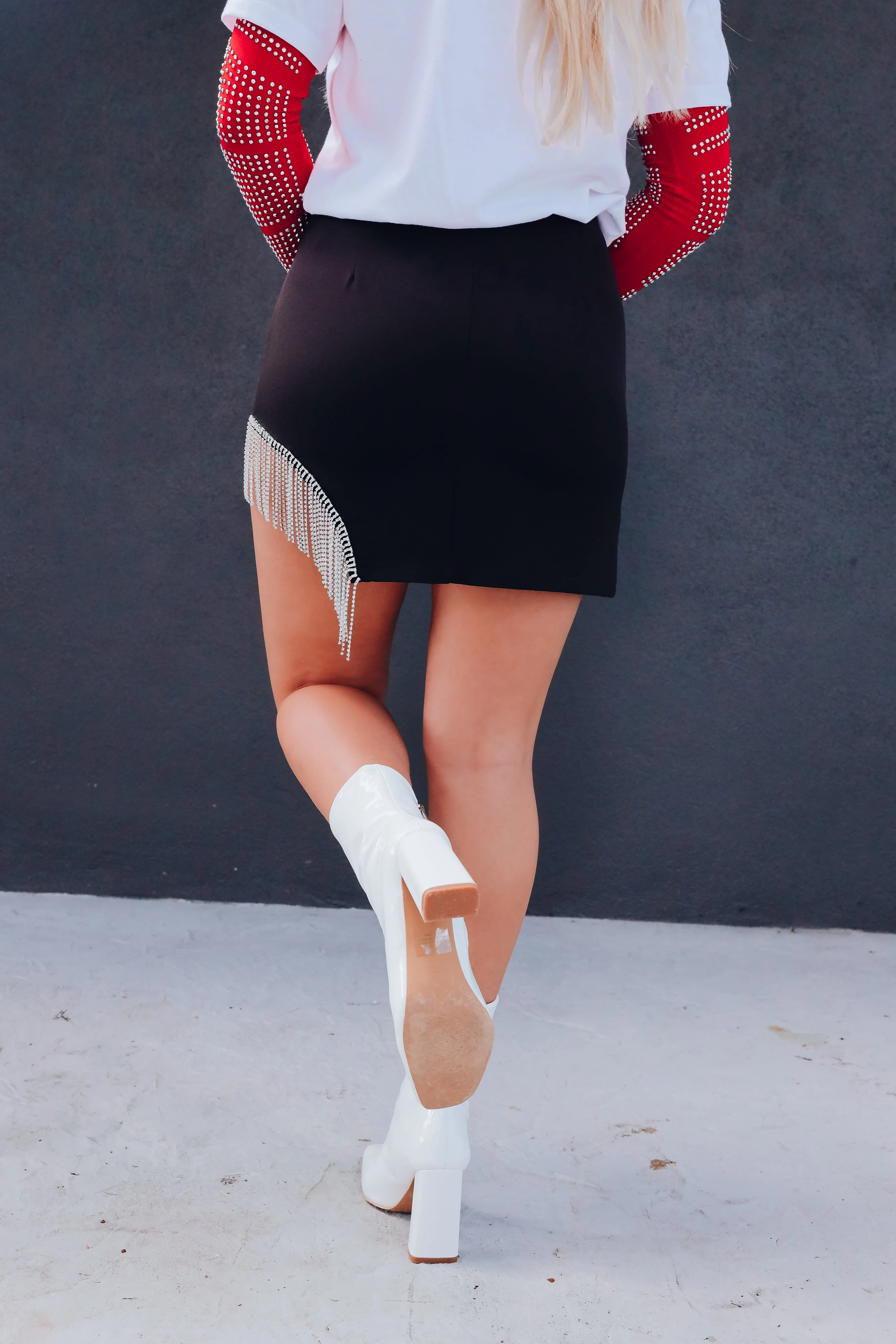 No Limits Rhinestone Mini Skirt - Black