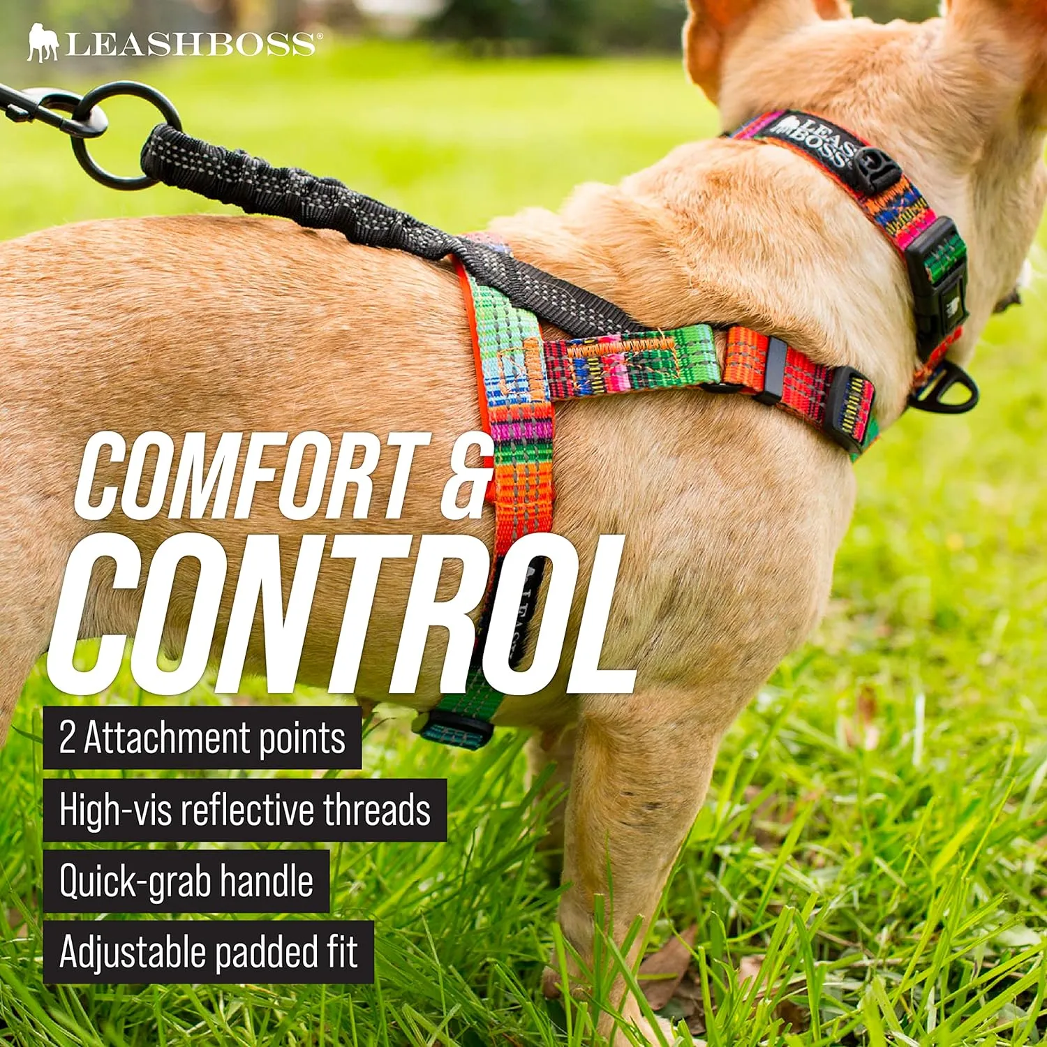 No-Pull Dog Harness - Front and Rear Clip - Reflective - Padded for Walking and Training