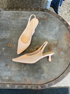 Nude Mesh Kitten Heel