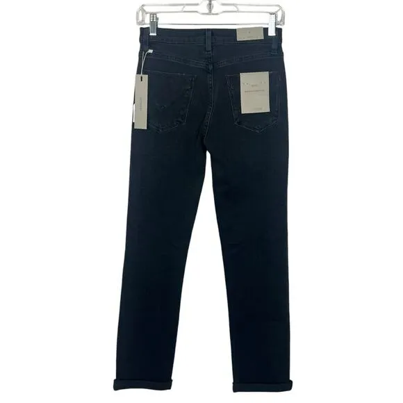 NWT Hudson Nico Mid Rise Straight Ankle Jeans sz 25 Black Ash Destruct Stretch