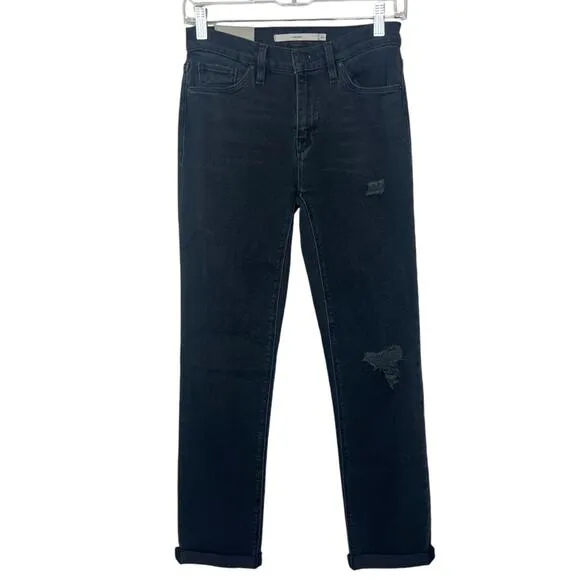 NWT Hudson Nico Mid Rise Straight Ankle Jeans sz 25 Black Ash Destruct Stretch