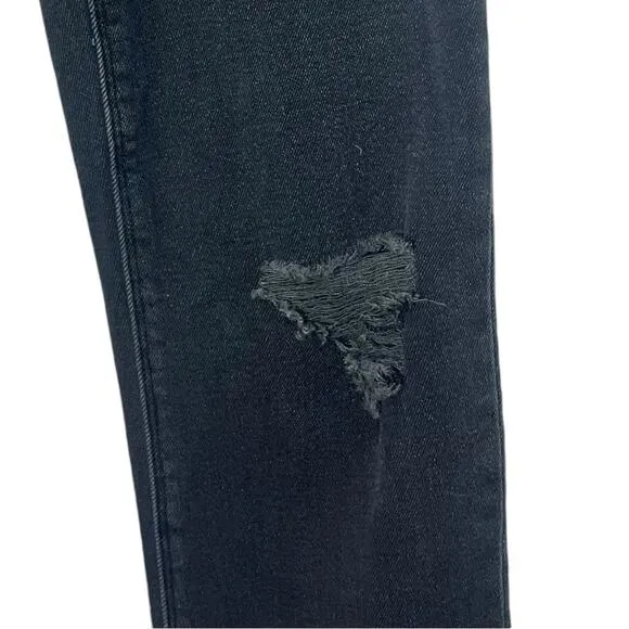 NWT Hudson Nico Mid Rise Straight Ankle Jeans sz 25 Black Ash Destruct Stretch