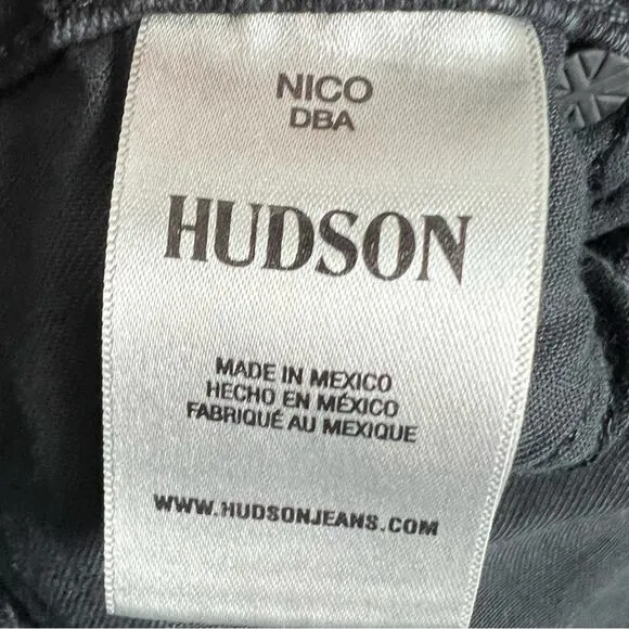 NWT Hudson Nico Mid Rise Straight Ankle Jeans sz 25 Black Ash Destruct Stretch