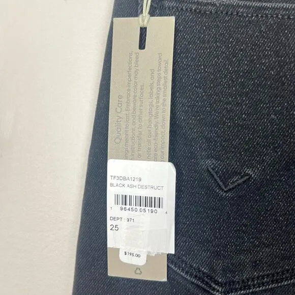 NWT Hudson Nico Mid Rise Straight Ankle Jeans sz 25 Black Ash Destruct Stretch