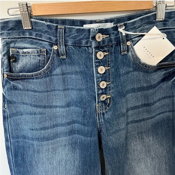 NWT KanCan Taurus High Rise Straight Leg Raw Hem Ankle Jeans Blue size 26