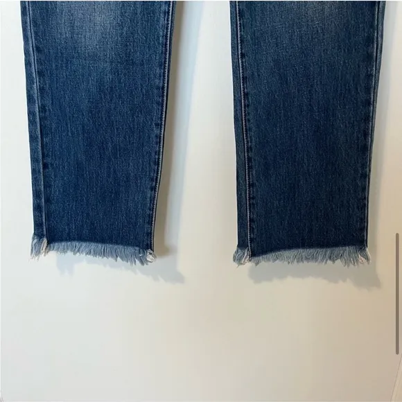 NWT KanCan Taurus High Rise Straight Leg Raw Hem Ankle Jeans Blue size 26