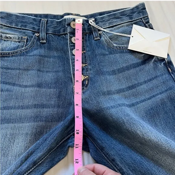 NWT KanCan Taurus High Rise Straight Leg Raw Hem Ankle Jeans Blue size 26