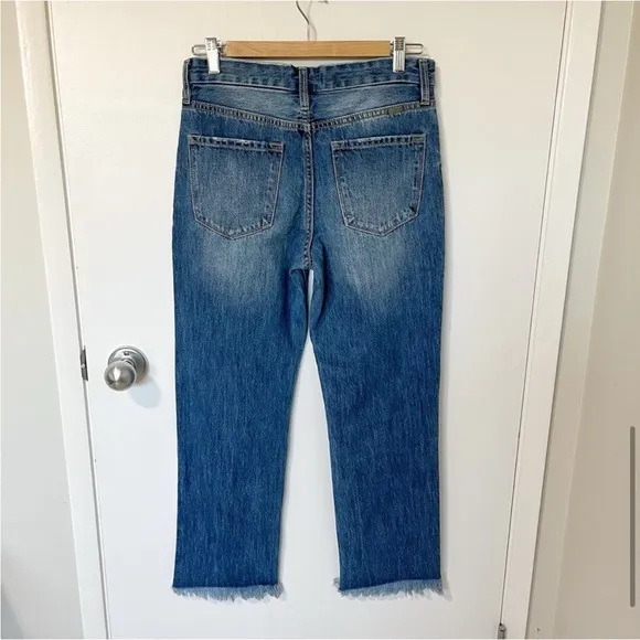 NWT KanCan Taurus High Rise Straight Leg Raw Hem Ankle Jeans Blue size 26