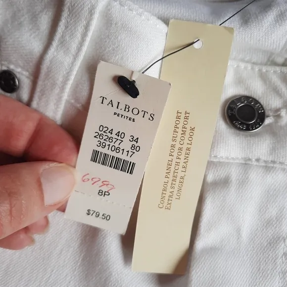 NWT Talbots Petites Signature Slim Ankle white denim jeans size 8P