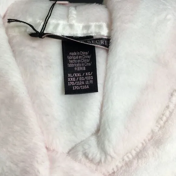 NWT VICTORIA'S SECRET FLEECE ICONIC STRIPE LONG SLEEVE PLUSH HOODIE ROBE XL/XXL