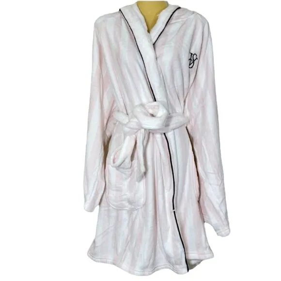 NWT VICTORIA'S SECRET FLEECE ICONIC STRIPE LONG SLEEVE PLUSH HOODIE ROBE XL/XXL
