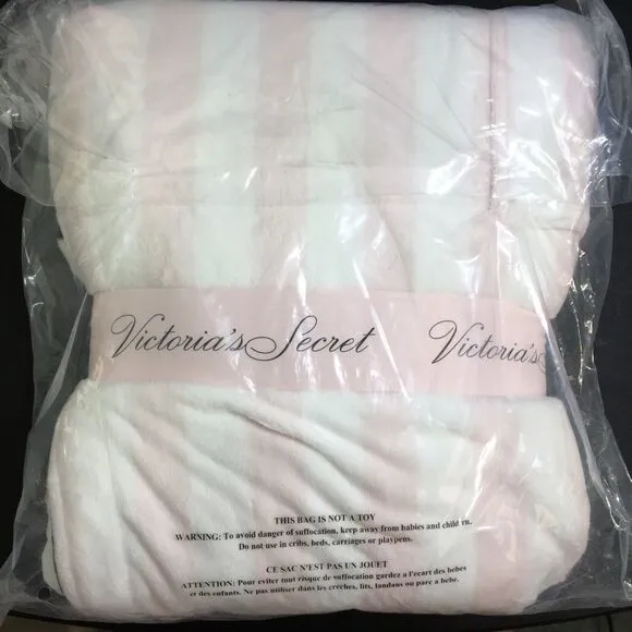 NWT VICTORIA'S SECRET FLEECE ICONIC STRIPE LONG SLEEVE PLUSH HOODIE ROBE XL/XXL