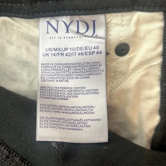 NYDJ Alena Black Cuffed Capri Jeans Size 10
