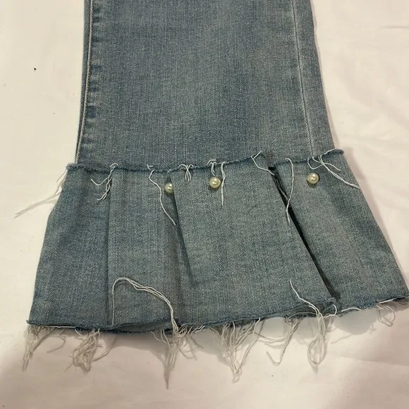 Paige Hoxton Straight Ankle Pearl Denim Jeans Size 29 Feminine Fun Western Girly