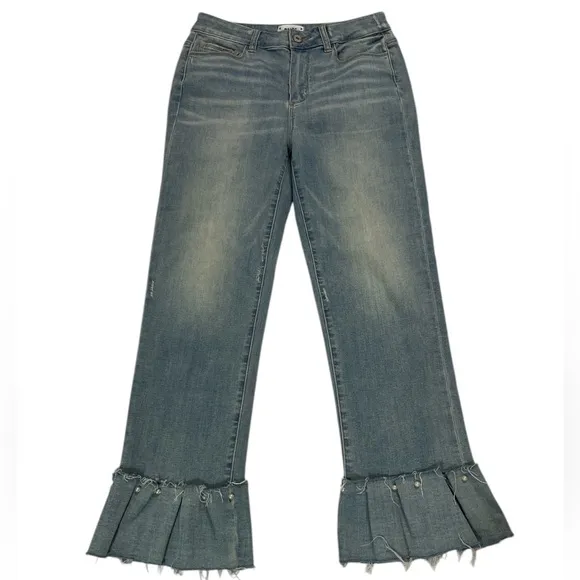 Paige Hoxton Straight Ankle Pearl Denim Jeans Size 29 Feminine Fun Western Girly