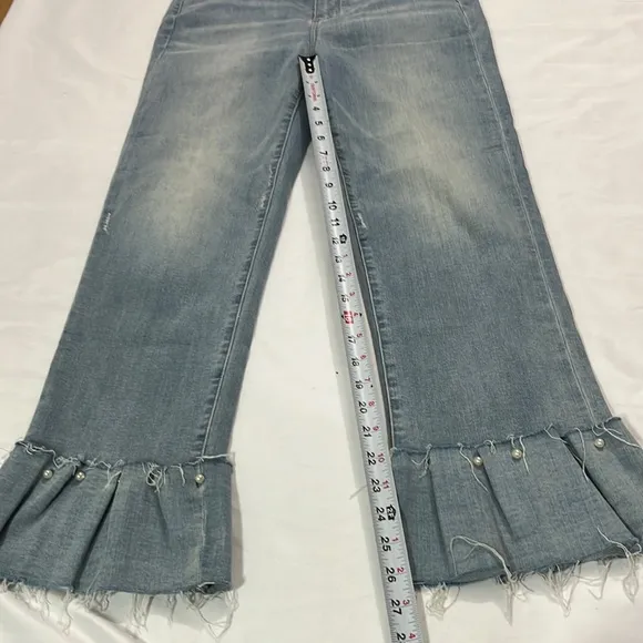 Paige Hoxton Straight Ankle Pearl Denim Jeans Size 29 Feminine Fun Western Girly