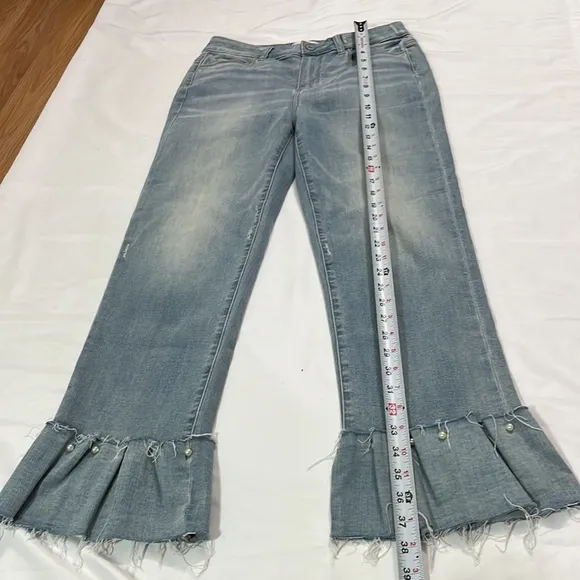 Paige Hoxton Straight Ankle Pearl Denim Jeans Size 29 Feminine Fun Western Girly