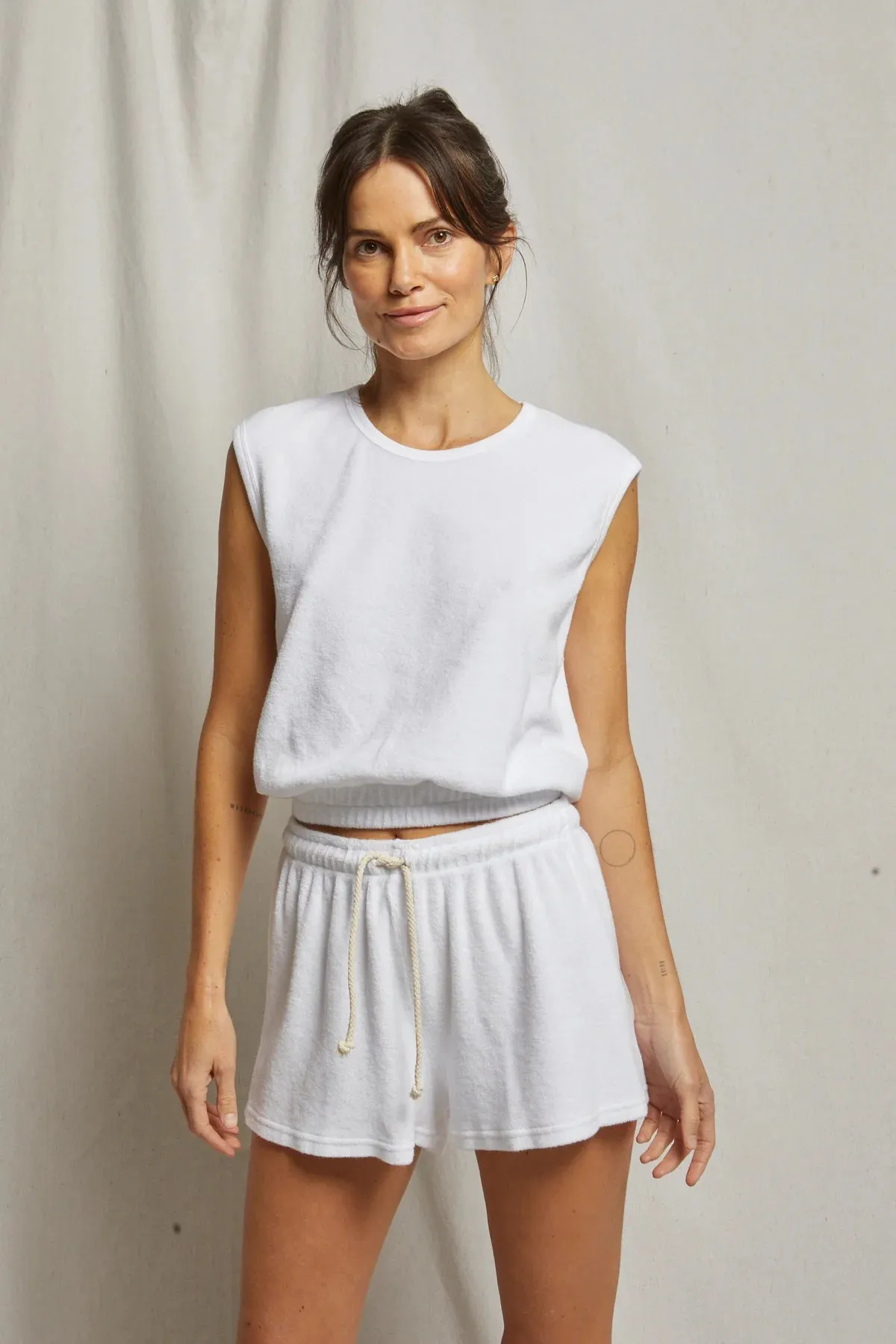 Perfect White Tee Ellie Loop Terry Banded Tank
