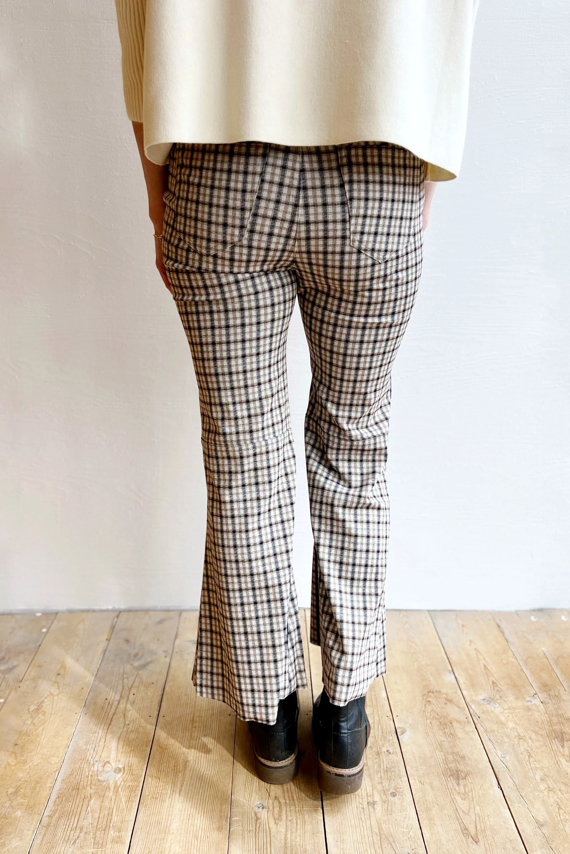 Plaid 70's crop flare pants