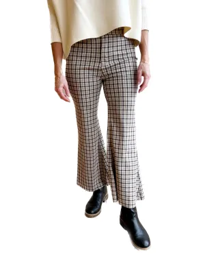 Plaid 70's crop flare pants