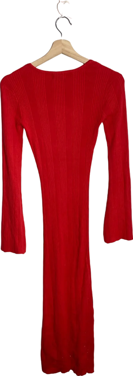Pretty Lavish Scarlet Red Lana Sweetheart Neck Knit Dress XS
