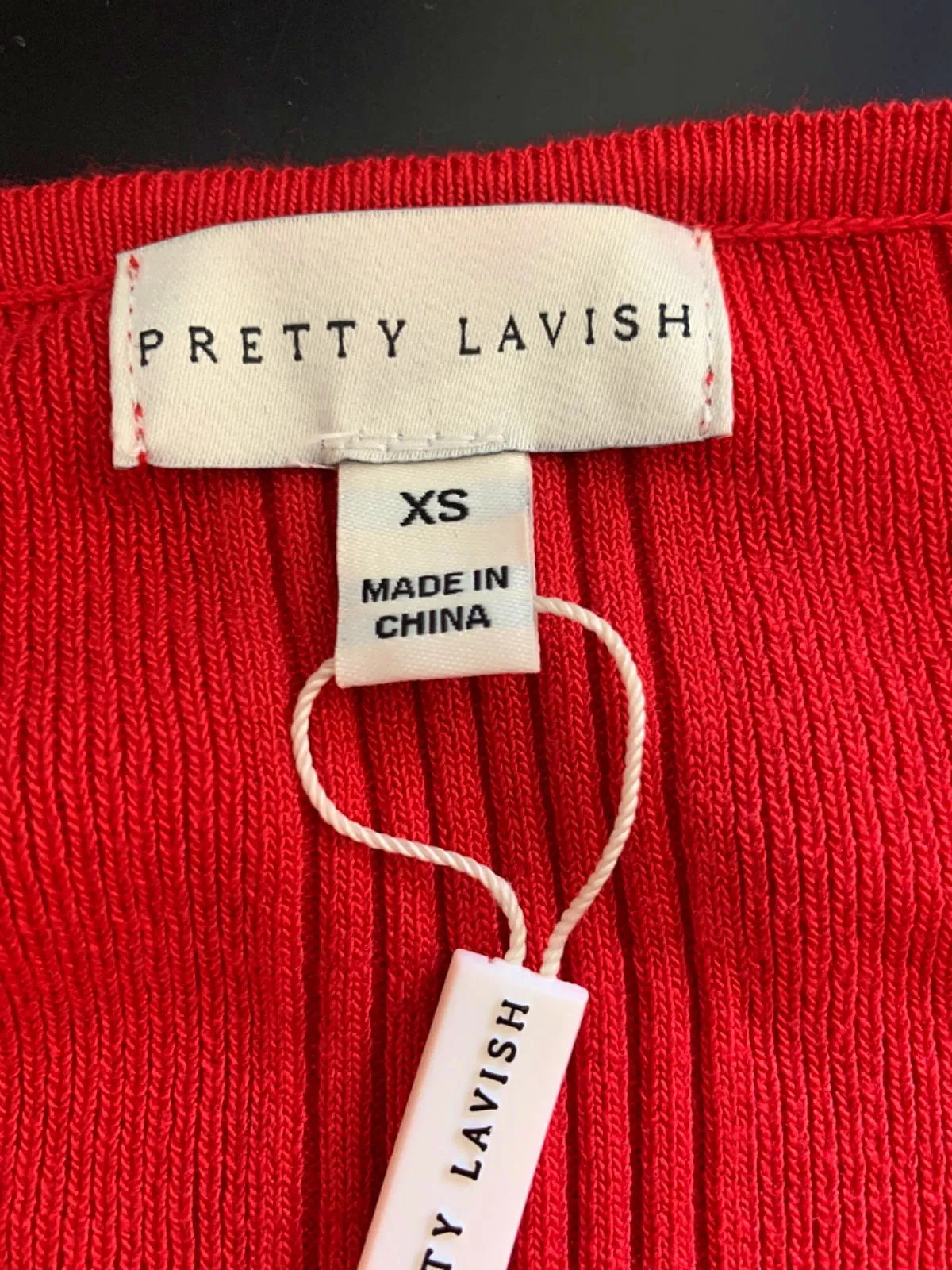 Pretty Lavish Scarlet Red Lana Sweetheart Neck Knit Dress XS
