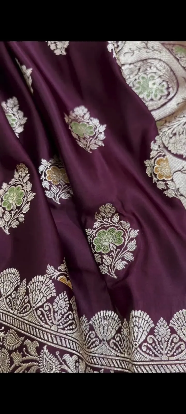 Pure Designer Mashru Silver Zari Satin Silk banarasi zari work  Saree