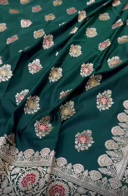 Pure Designer Mashru Silver Zari Satin Silk banarasi zari work  Saree