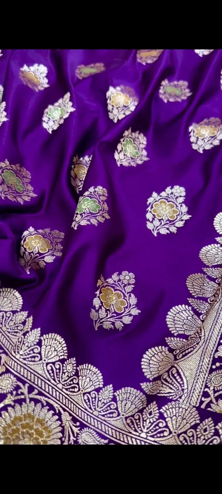Pure Designer Mashru Silver Zari Satin Silk banarasi zari work  Saree