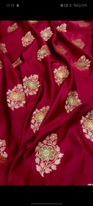Pure Designer Mashru Silver Zari Satin Silk banarasi zari work  Saree