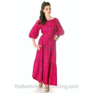 Rare 1963 Marimekko Love Letter Rakkauskirje Tarha Pattern Purple Blue Annika Rimala Vintage Maxi Dress 38/10