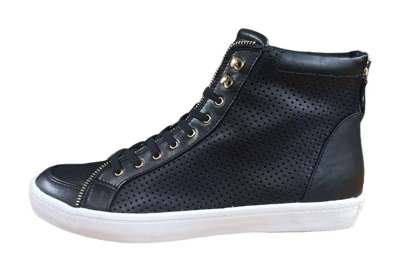 REBECCA MINKOFF Women's Black Sandi Perforated High Sneakers #M070445 10 NWB