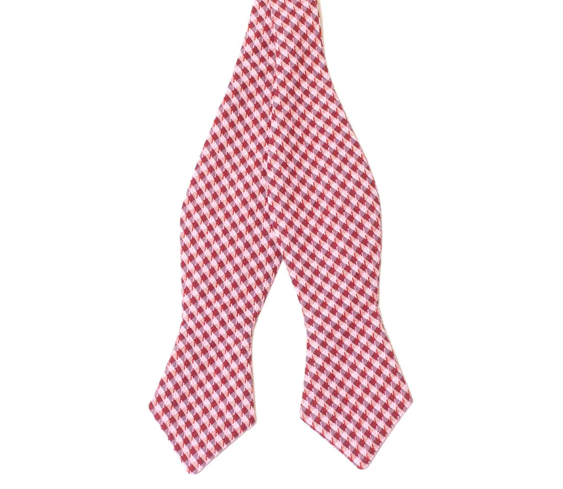 Red Gingham Diamond Tip Bow Tie