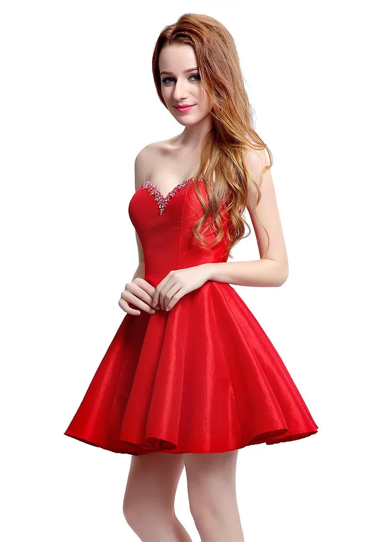 Red Taffeta Homecoming Dress
