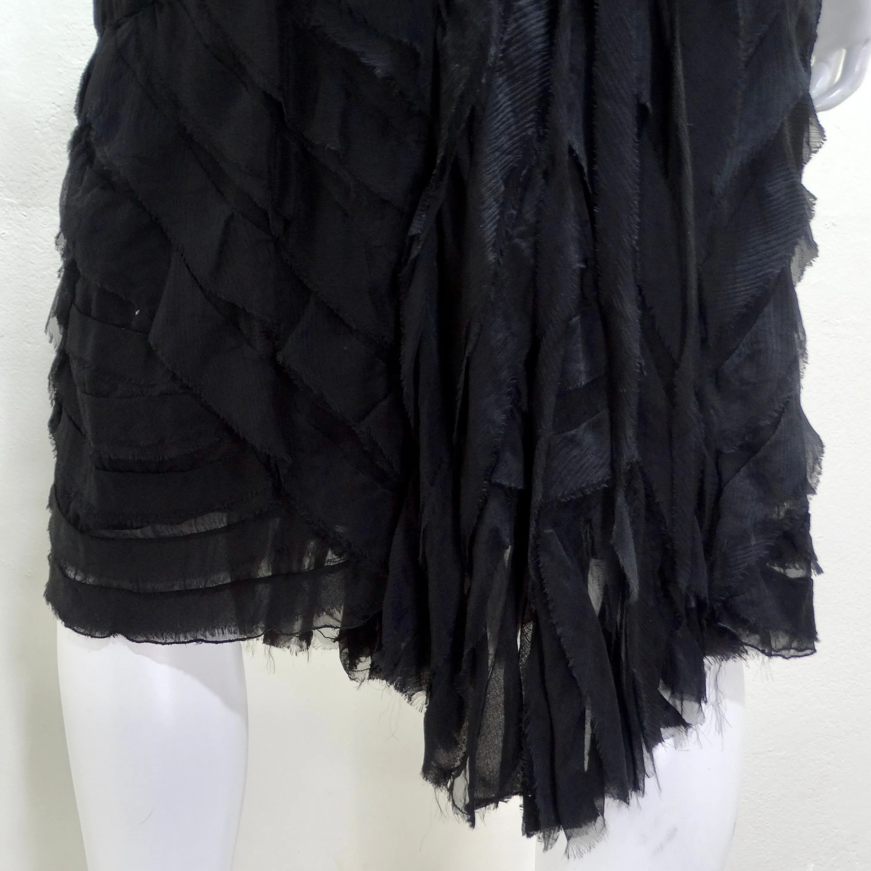 Roberto Cavalli 1990s Black Ruffle Midi Skirt