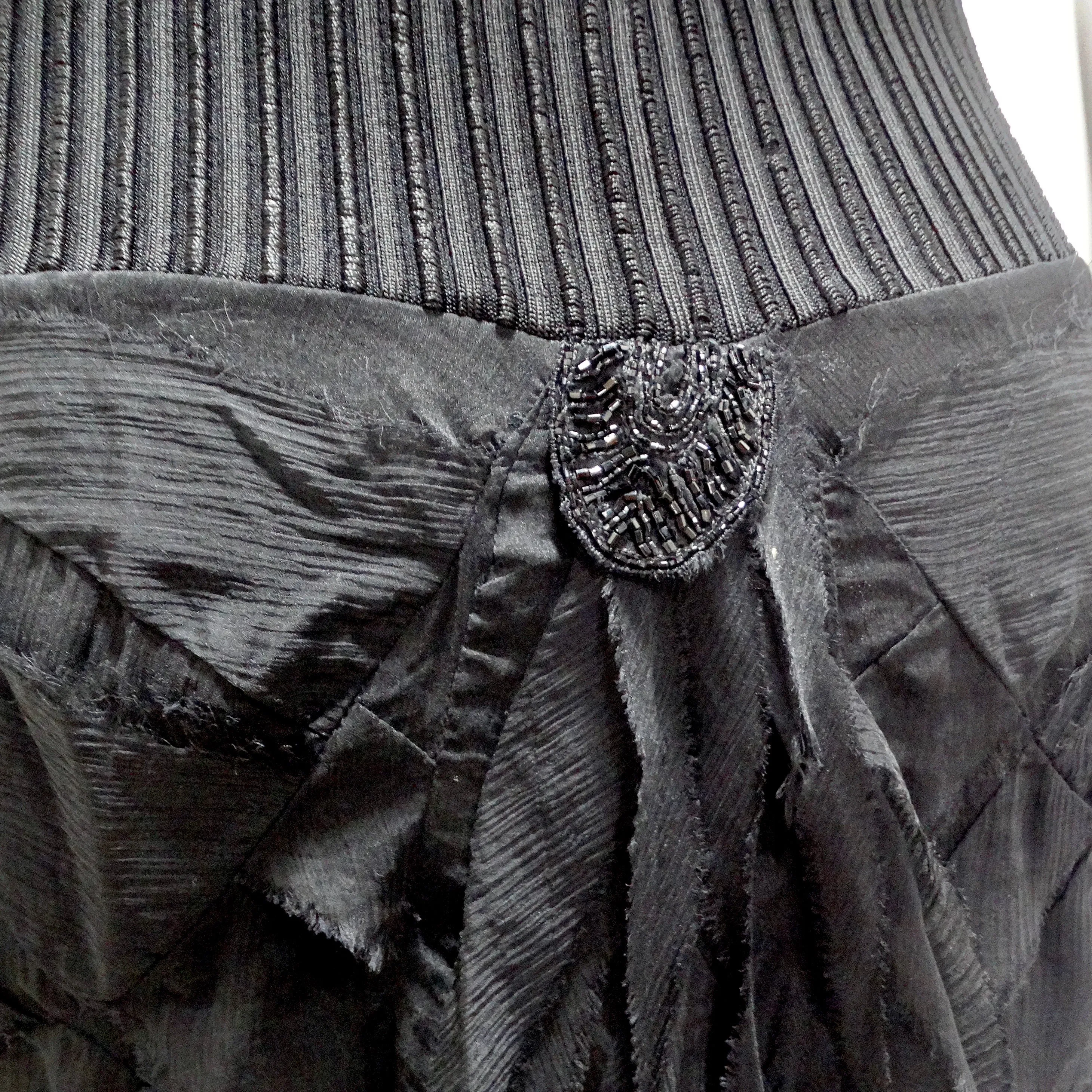 Roberto Cavalli 1990s Black Ruffle Midi Skirt
