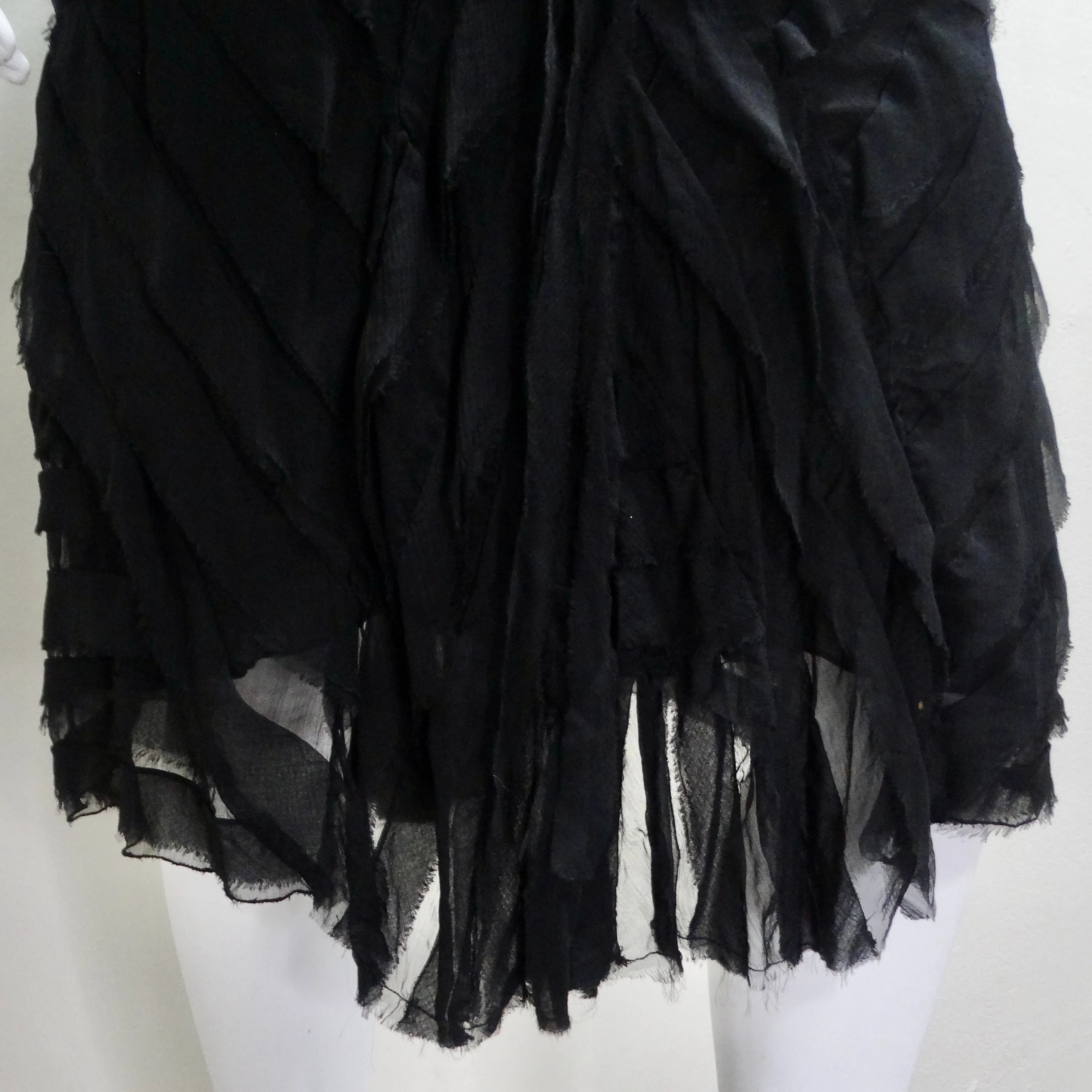 Roberto Cavalli 1990s Black Ruffle Midi Skirt