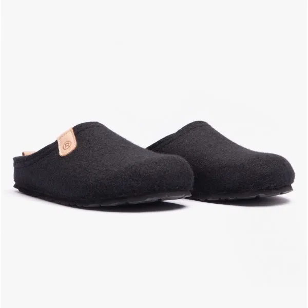 Rohde 6900 Mens Felt Slippers Black