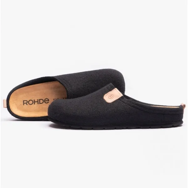 Rohde 6900 Mens Felt Slippers Black