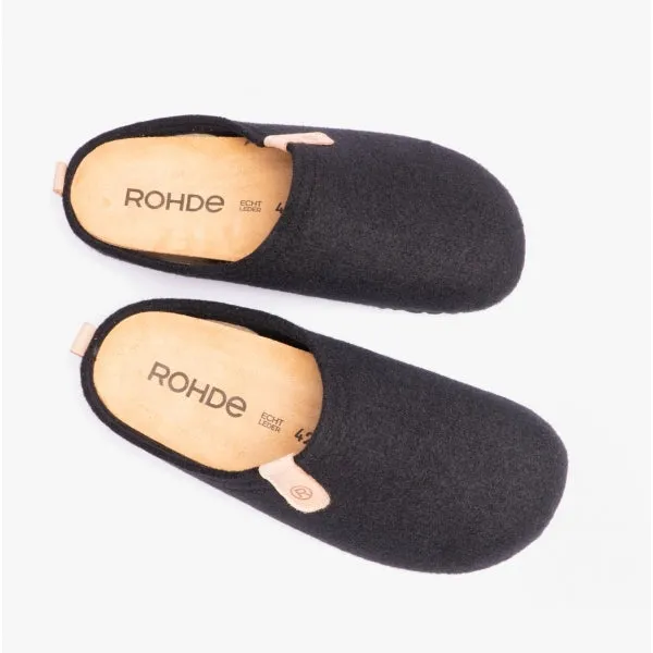 Rohde 6900 Mens Felt Slippers Black